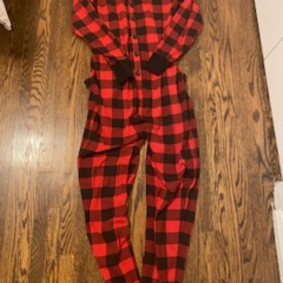 Clearout-LIke New Little Blue House by Hatley Union Suit Moose on Plaid sz S - Picture 3 of 11